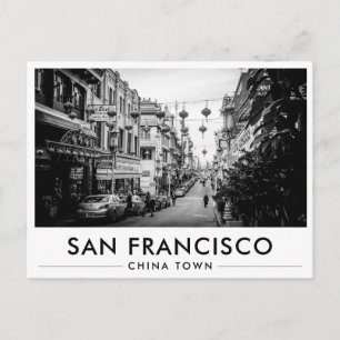 San Francisco China Town Black & White Photo Postcard