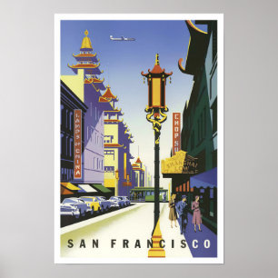 San Francisco Chinatown vintage travel poster