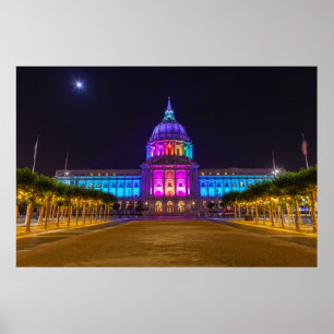 San Francisco City Hall in Pride Rainbow Poster