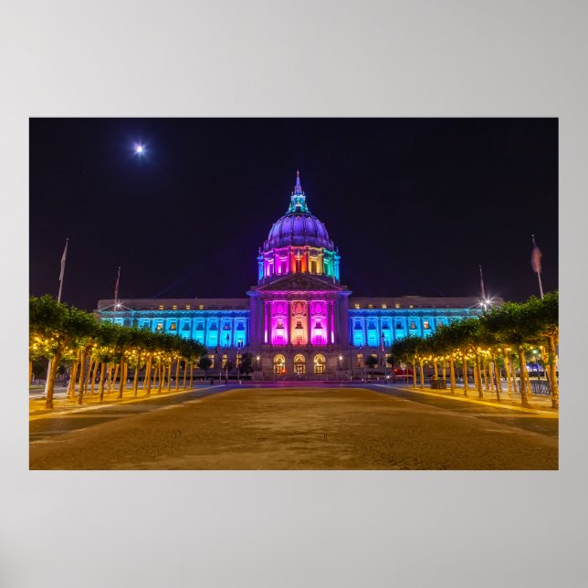 San Francisco City Hall in Pride Rainbow Poster (Front)