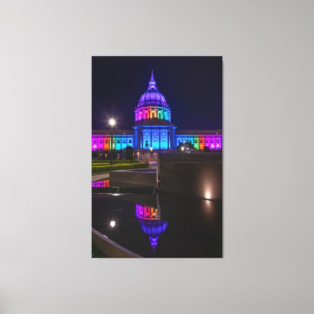 San Francisco City Hall in Rainbow Light Canvas Print (Front)