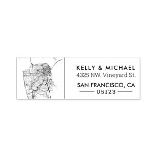 San Francisco City Map Custom Address Self-inking Stamp