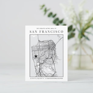 San Francisco City Map + Location Marker Postcard