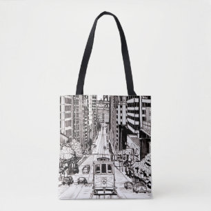 San Francisco City Pen and Ink Drawing Tote Bag