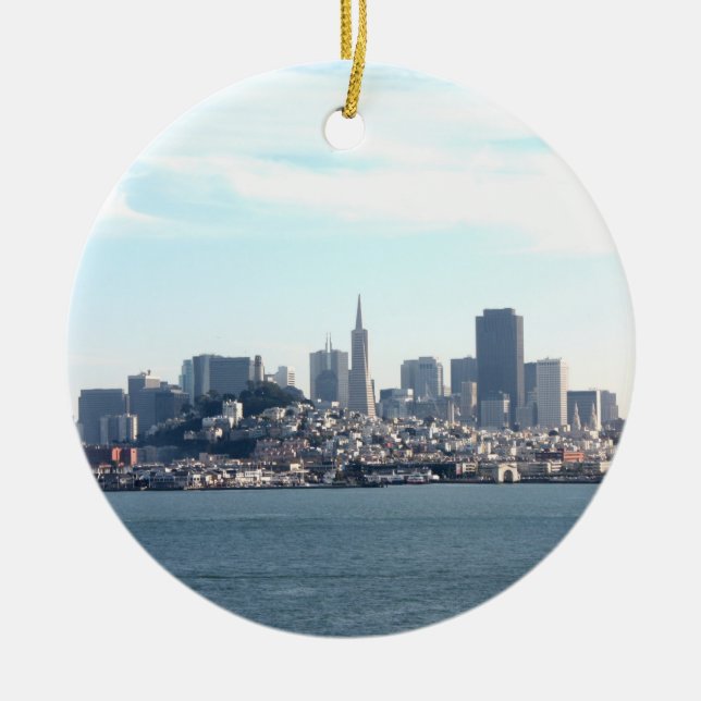 San Francisco City View from the Bay Ceramic Tree Decoration (Front)