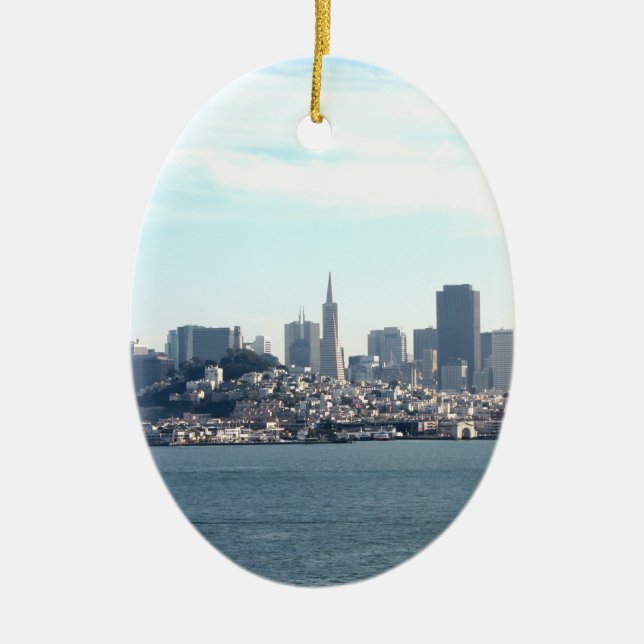 San Francisco City View from the Bay Ceramic Tree Decoration (Front)