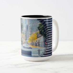 San Francisco City View through Metal Frame Two-Tone Coffee Mug