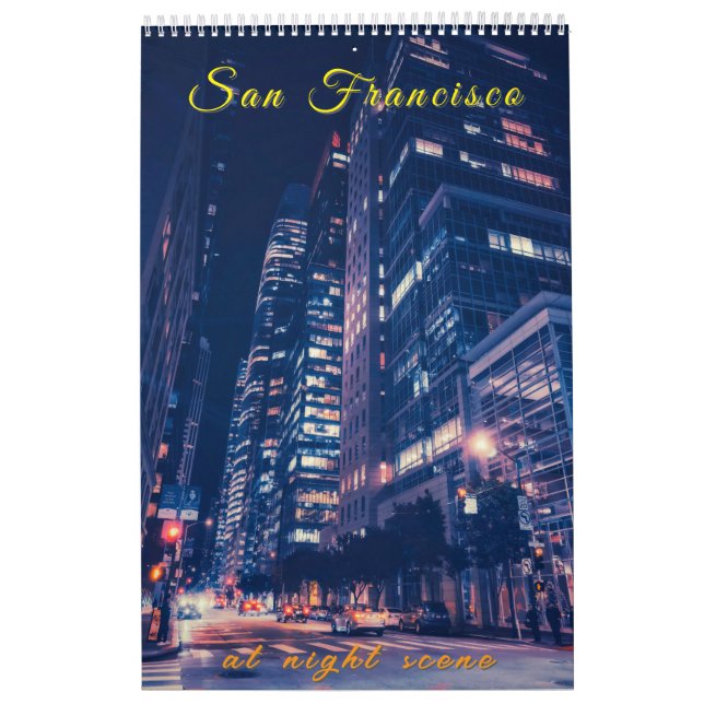 San Francisco Cityscape at Night Scene Calendar (Cover)