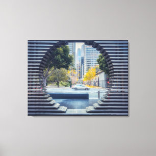 San Francisco Cityscape through Metal Frame Canvas Print
