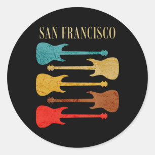 San Francisco Concert Rock Music Festival Guitars  Classic Round Sticker
