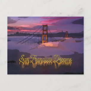 "San Francisco Dreams" Golden Gate Bridge Sunset  Postcard