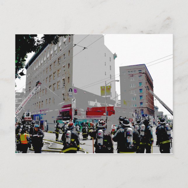 San Francisco Fire On The Scene Postcard (Front)