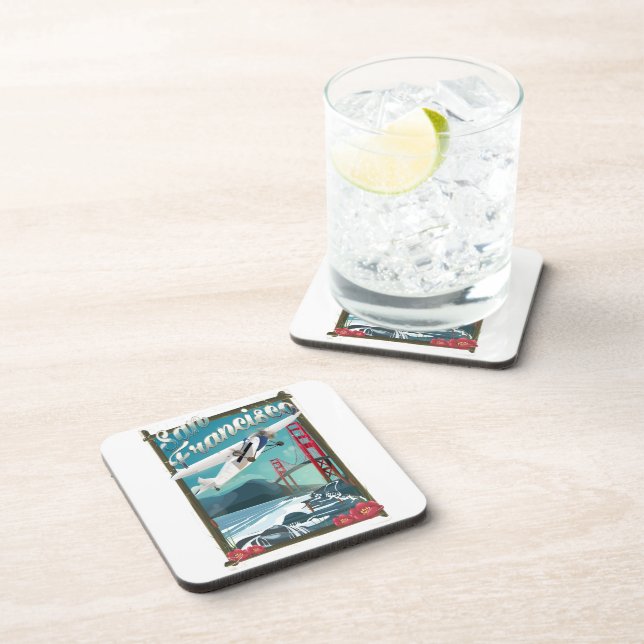 San Francisco Flight travel poster Coaster (Right Side)