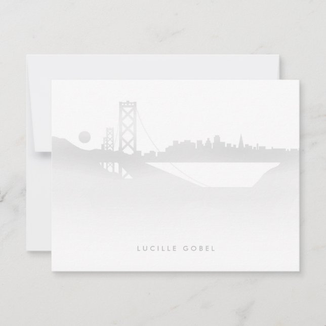 San Francisco Fog Modern Personalized Stationery Card (Front)