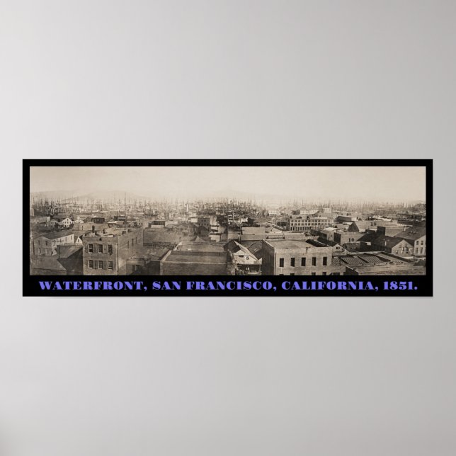San Francisco Foggy Waterfront Panorama ca 1850 Poster (Front)