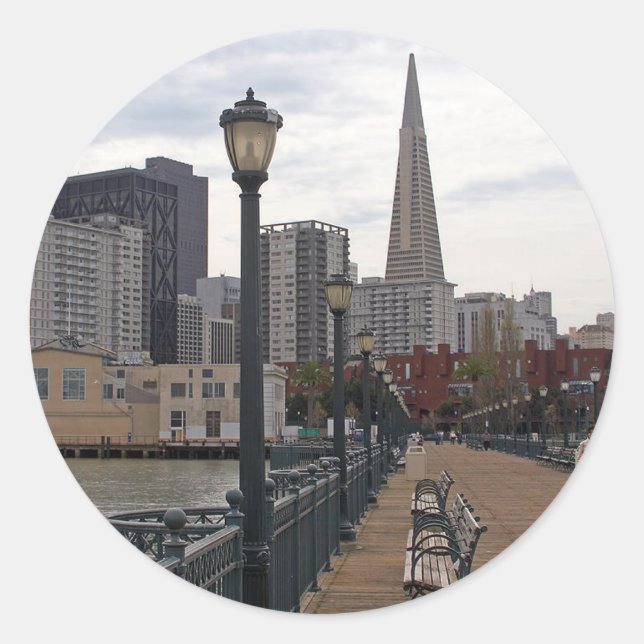 San Francisco from Pier 39 Classic Round Sticker (Front)