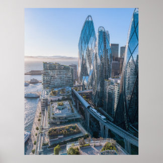 San Francisco Futuristic City Ocean Vista Poster