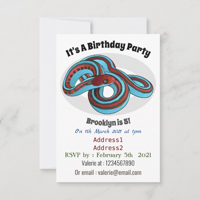 San Francisco garter snake cartoon illustration  Invitation (Front)