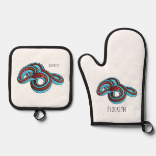 San Francisco garter snake cartoon illustration Oven Mitt & Pot Holder Set