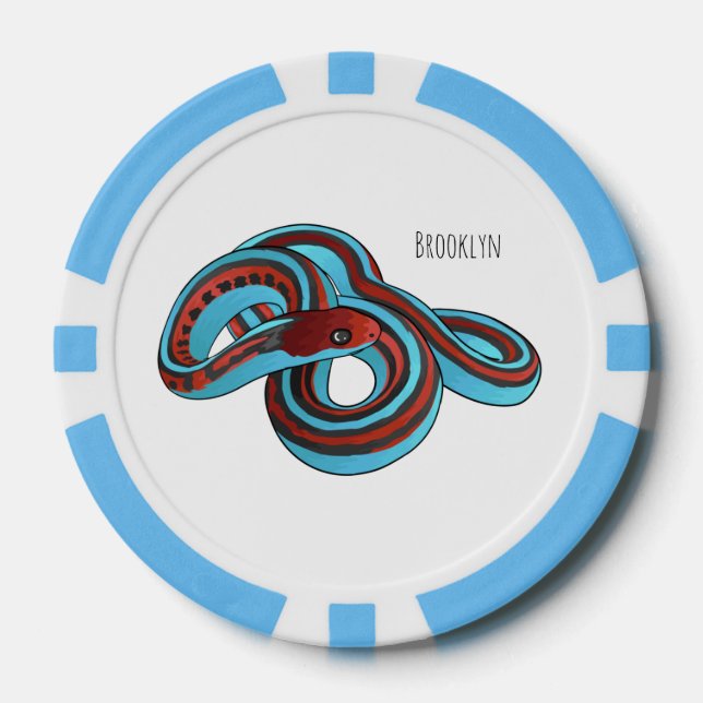 San Francisco garter snake cartoon illustration Poker Chips (Front)