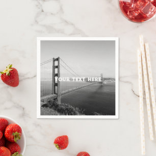 San Francisco Golden Gate Black and White Vintage Napkin