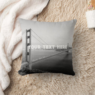 San Francisco Golden Gate Black White Vintage Cushion