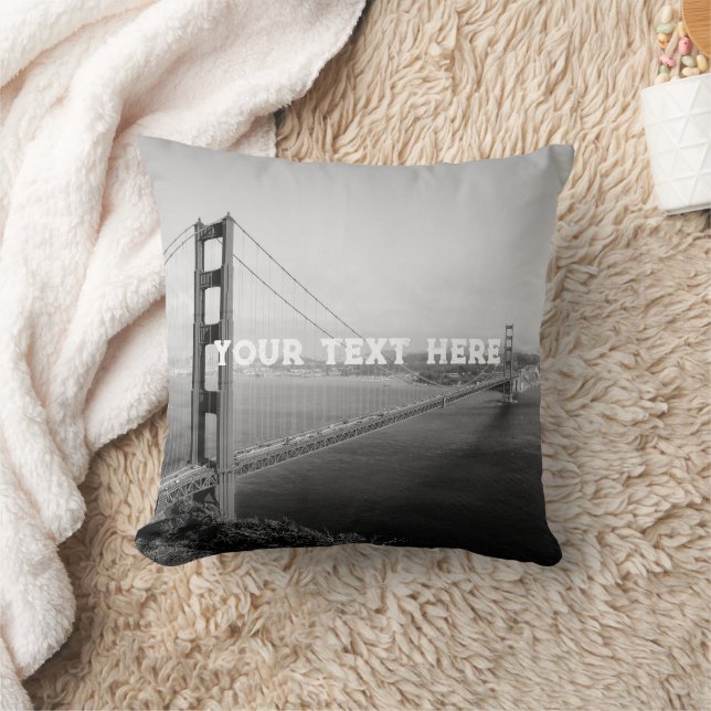 San Francisco Golden Gate Black White Vintage Cushion (Blanket)