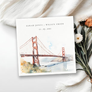 San Francisco Golden Gate Bridge Landscape Wedding Napkin