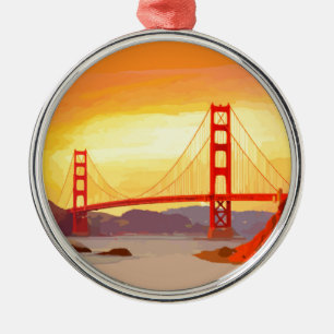 San Francisco Golden Gate Bridge Metal Tree Decoration
