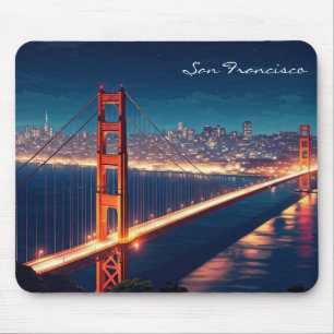San Francisco Golden Gate Bridge Night postcard Mouse Pad