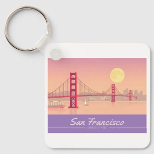 San Francisco Golden Gate Bridge Pastel Travel Key Ring