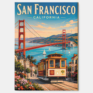 San Francisco Golden Gate Bridge Retro Magnet