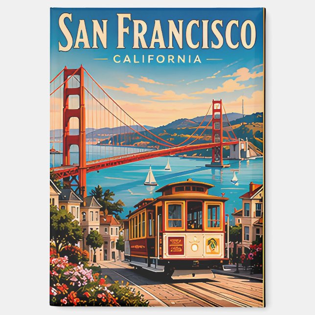 San Francisco Golden Gate Bridge Retro Magnet (Front)