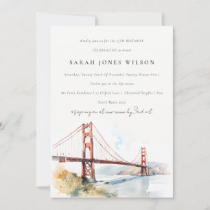 San Francisco Golden Gate Bridge Scape Birthday Invitation