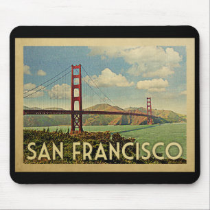 San Francisco Golden Gate Bridge Vintage Travel Mouse Pad