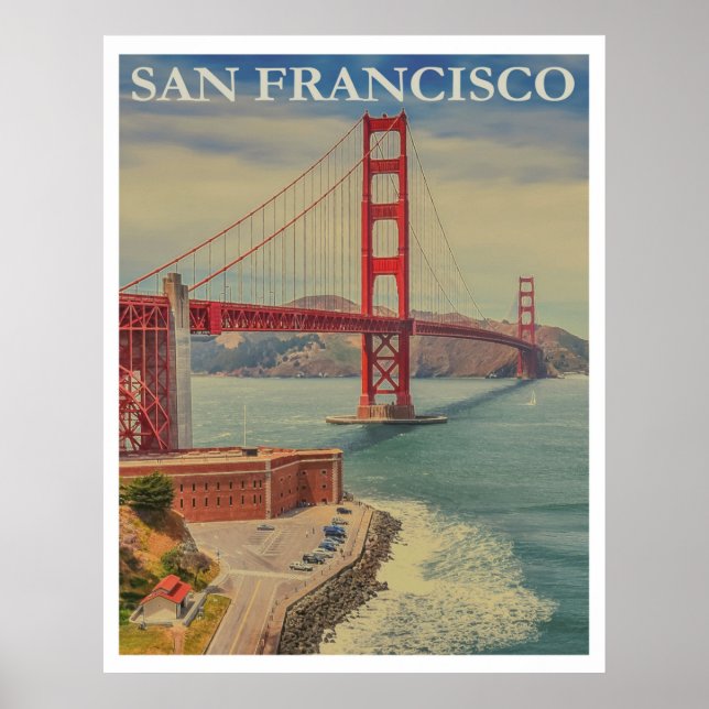 San Francisco Golden Gate Bridge Vintage Travel Poster (Front)