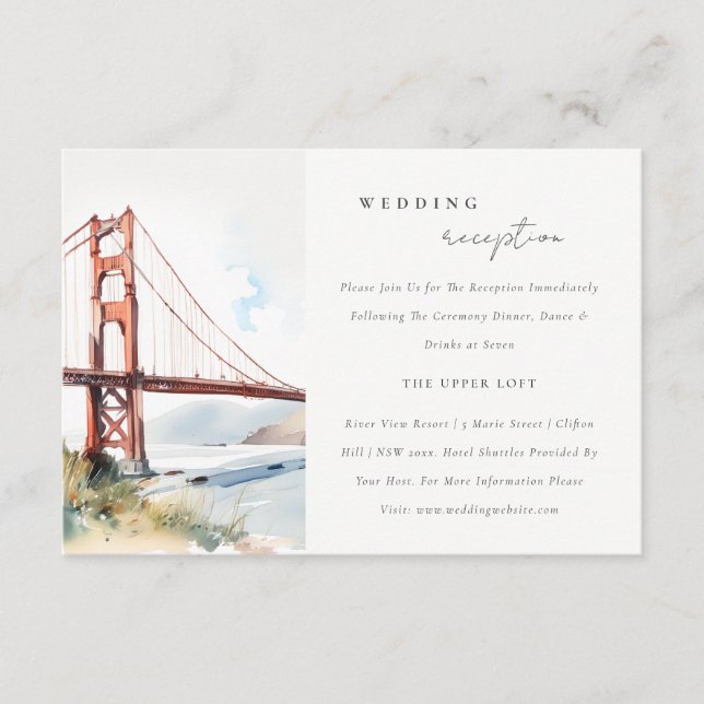 San Francisco Golden Gate Bridge Wedding Reception Enclosure Card (Front)