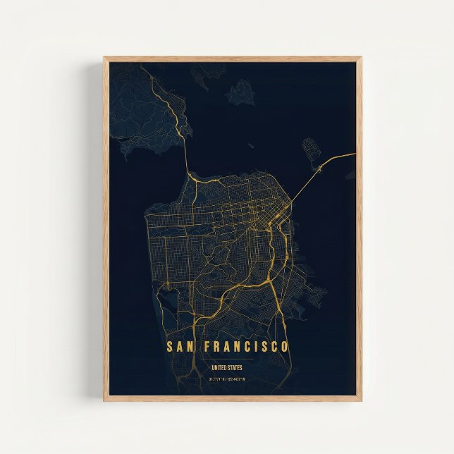San Francisco Golden Print Map Wallart Poster Gift (Creator Uploaded)