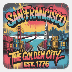 San Francisco Graffiti Skyline Street Art Design Square Sticker
