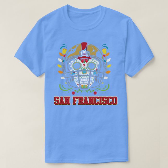 San Francisco  Helmet Sugar Skull T-Shirt (Design Front)