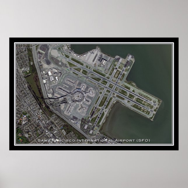 San Francisco Intl Airport Satellite Map Poster (Front)