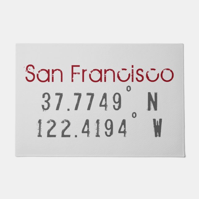 San Francisco Latitude Longitude  Doormat (Front)