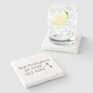 San Francisco Latitude Longitude Stone Coaster