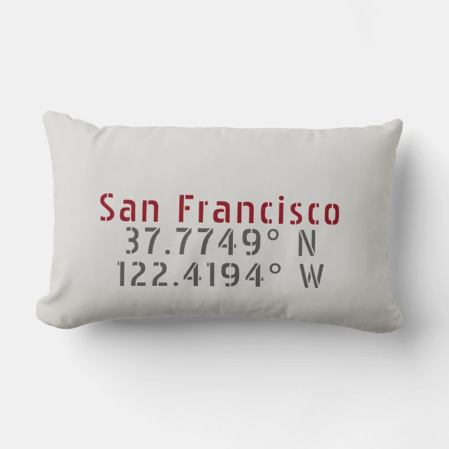 San Francisco Latitude Longitude Throw Pillow (Front)