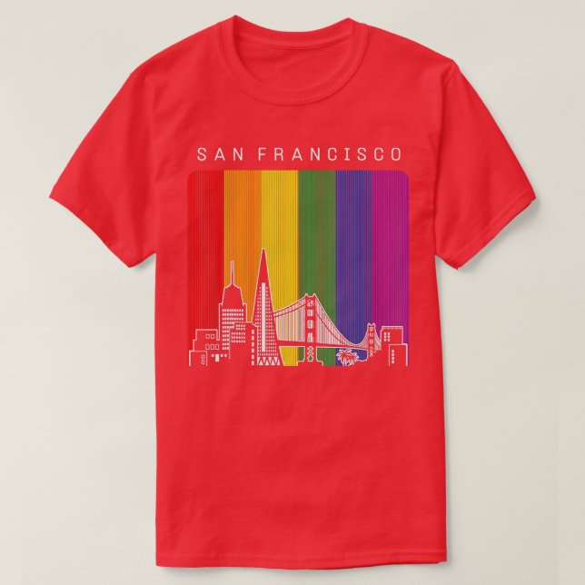 San Francisco LGBT Rainbow Flag Pride  T-Shirt (Design Front)