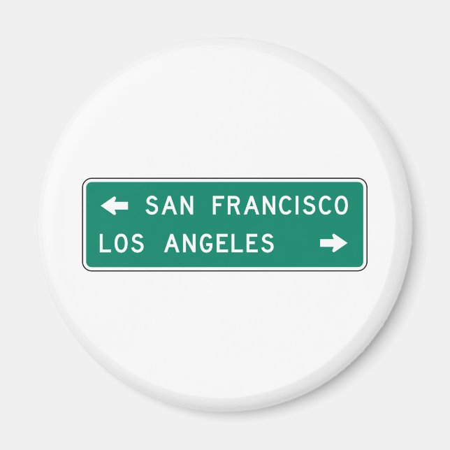 San Francisco Los Angeles Highway Sign Magnet (Front)