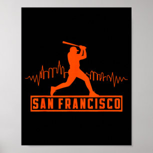 San Francisco Lovers Skyline Retro Baseball Heartb Poster