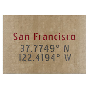 San Francisco Map Coordinates Urban Cutting Board
