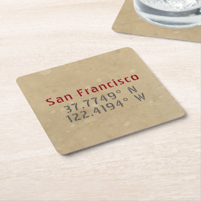 San Francisco Map Coordinates Urban Square Paper Coaster (Angled)