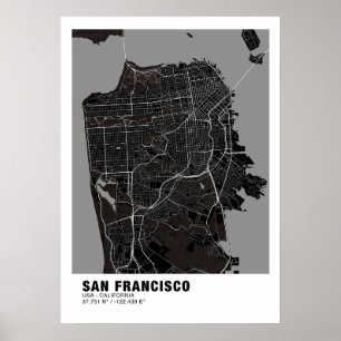 San Francisco Map Poster - California Black Map 